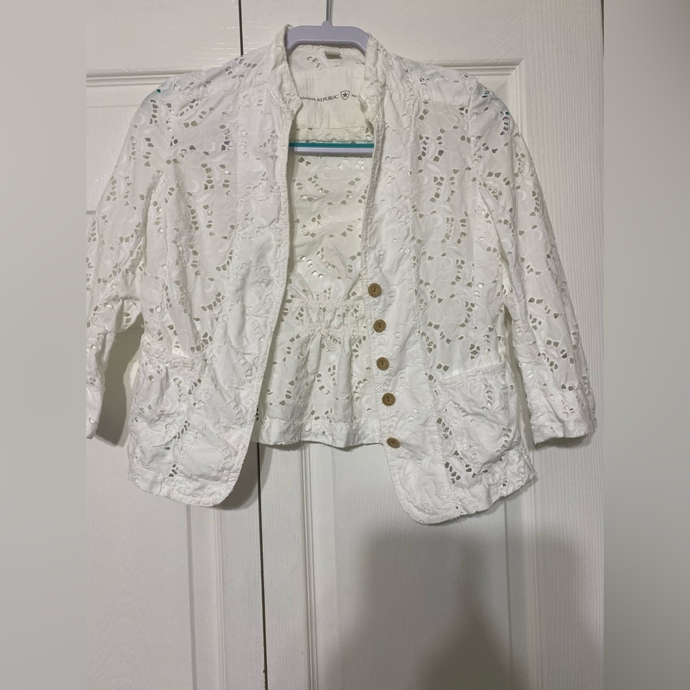 Banana Republic White Eyelet Women's Jacket size 0